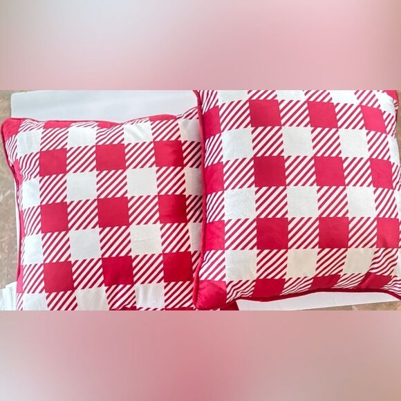 The Mountain Home Collection Decorative Plaid 18 in. x 18 in. Square Red Pillow - Picture 5 of 5